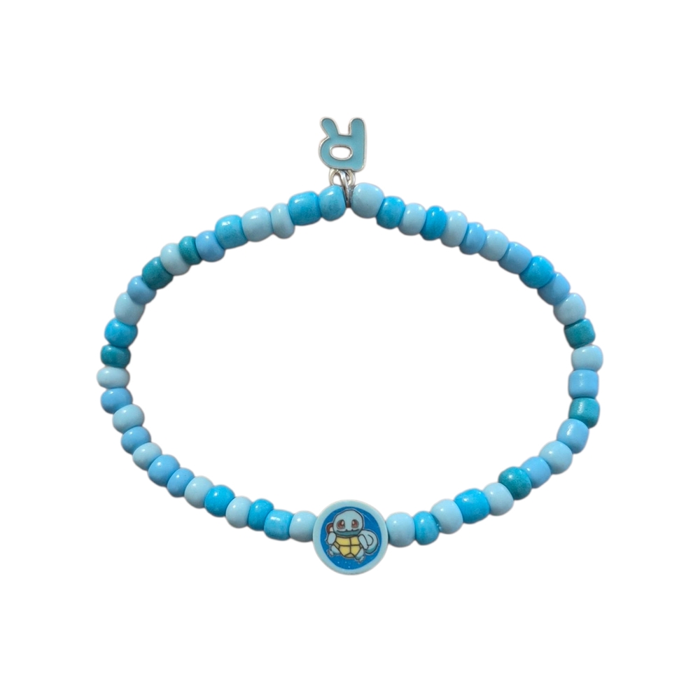 Pokémon Beaded Bracelet with Letter R Alphabet Silvertone Charm Kid Chunky Bead